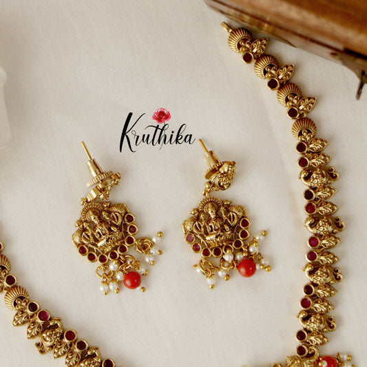 Pretty Lakshmi Peacock Kempu Necklace NC1463