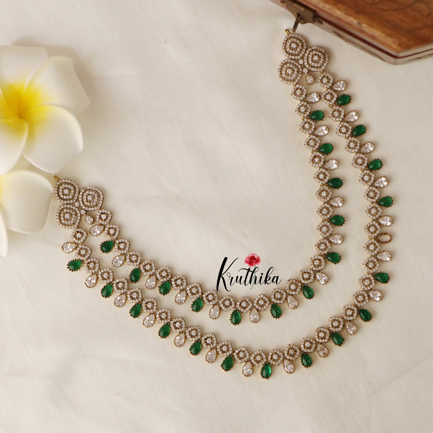 Beautiful Two Layer AD/Victorian Necklace NC1472 (Available in 3 Colours)