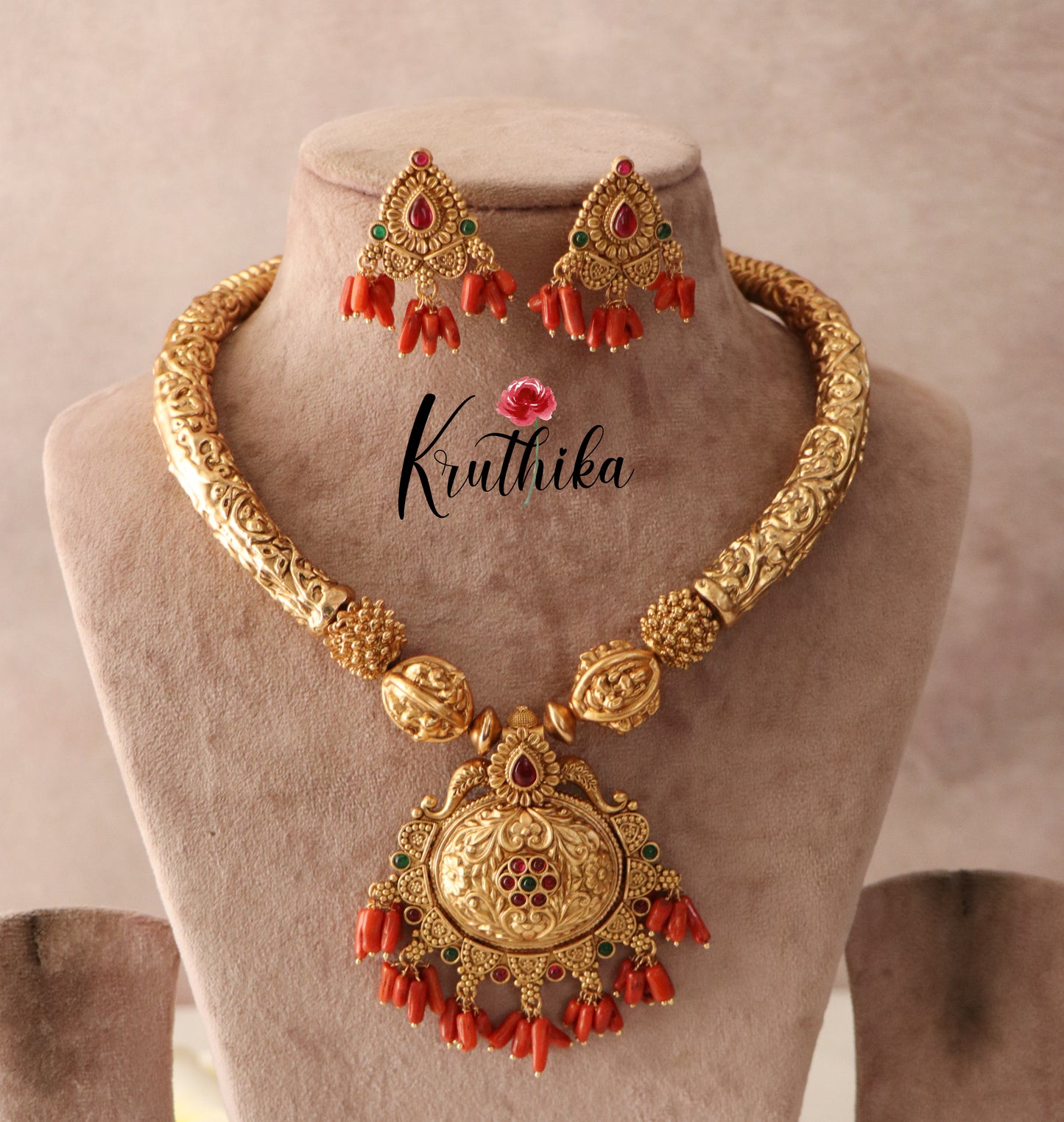 Trendy Antique Coral hasli Necklace Set NC1667