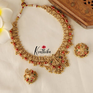 Elegant Lakshmi Peacock Coral Beads NC1474 (Available in 2 Colours)