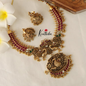 Elegant Peacock Kempu Necklace NC1475 (Available in 3 Variants)