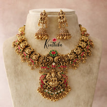 Elegant Premium Polish Lakshmi Peacock Jadau Necklace-Golden Beads NC1427