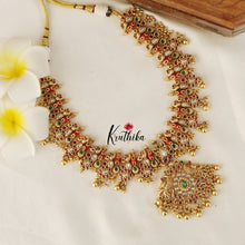 Elegant Peacock Coral Stone Kempu Necklace NC1494