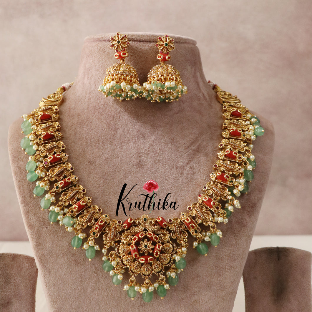 Elegant Peacock Coral Necklace NC1473 (Available in 2 Colours)