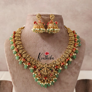 Elegant Lakshmi Peacock Coral Beads NC1474 (Available in 2 Colours)