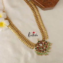 Premium Jadau Kasu Haaram-Pastel Green Beads LH709