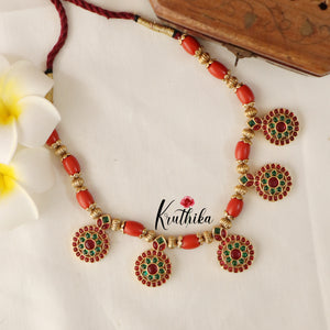 Trendy Kempu Stone Coral Beads Necklace NC1671