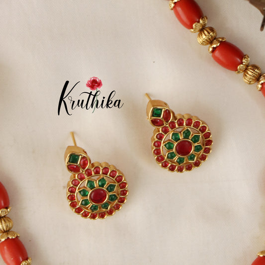 Trendy Kempu Stone Coral Beads Necklace NC1964