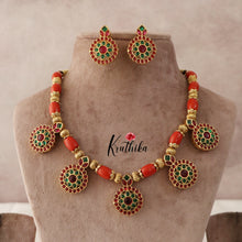 Trendy Kempu Stone Coral Beads Necklace NC1671