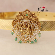 Beautiful CZ Radha Krishna Peacock Hip Belt with Pastel Green Beads V192