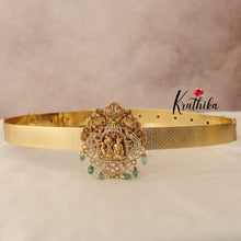 Beautiful CZ Radha Krishna Peacock Hip Belt with Pastel Green Beads V192