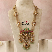 Grand Lakshmi Peacock Jadau Haaram-Pastel Green Beads LH675