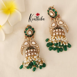 Premium Peacock Jadau Jhumkas ( Available in 3 Colours) E400