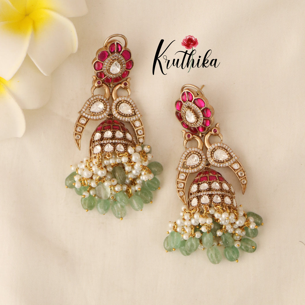 Premium Peacock Jadau Jhumkas