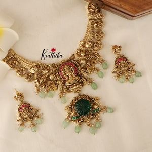 Elegant Premium Lakshmi Peacock Kempu Jadau Necklace NC1443