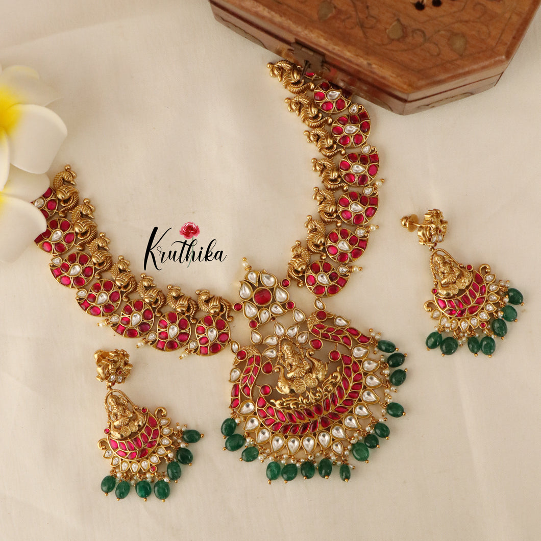 Elegant Premium Lakshmi Mango Peacock Jadau Necklace NC1443