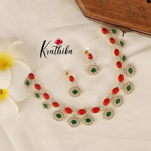 Pretty CZ Coral Beads Necklace NC1486