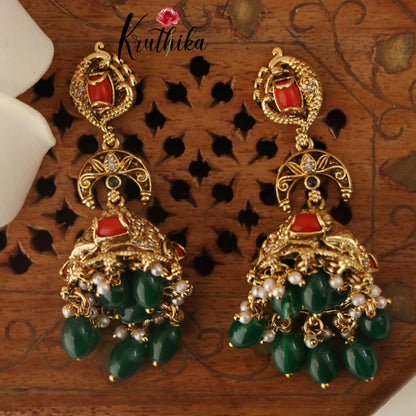 Beautiful Peacock Coral Earrings E418 ( Available in 3 Colours)5