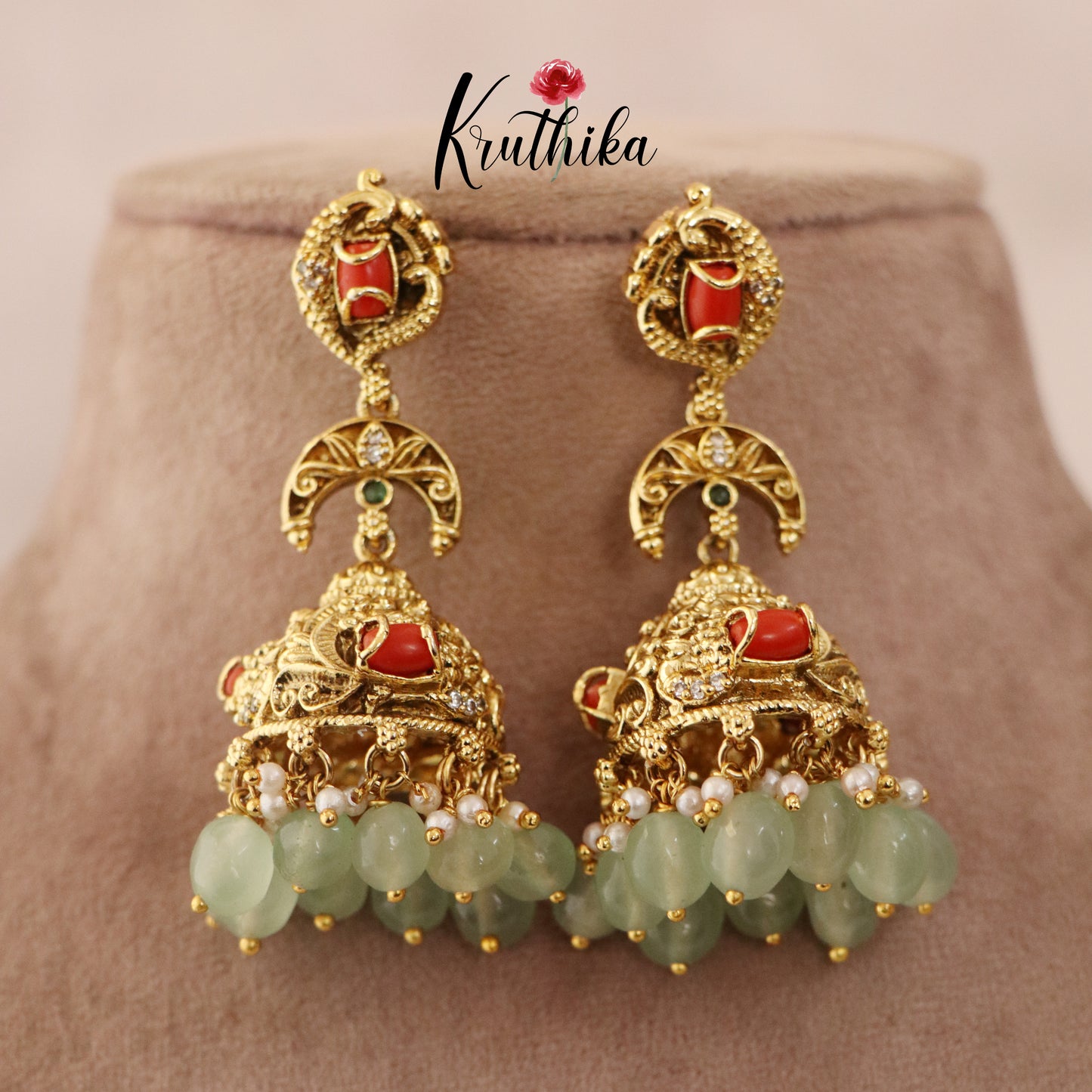 Beautiful Peacock Coral Earrings E418 ( Available in 3 Colours)5