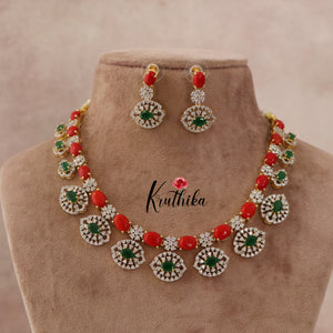 Pretty CZ Coral Beads Necklace NC1486