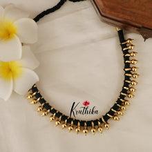 Simple Black Thread Necklace with golden beads NC1683