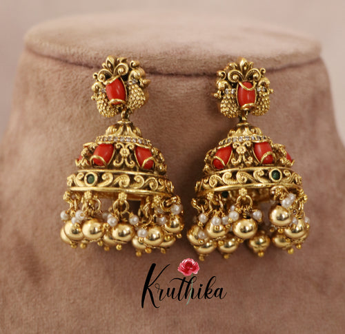 Designer peacock Coral Jhumkas E425