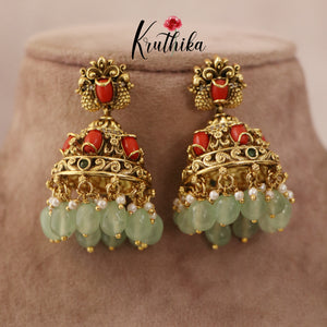 Designer peacock Coral Jhumkas E425