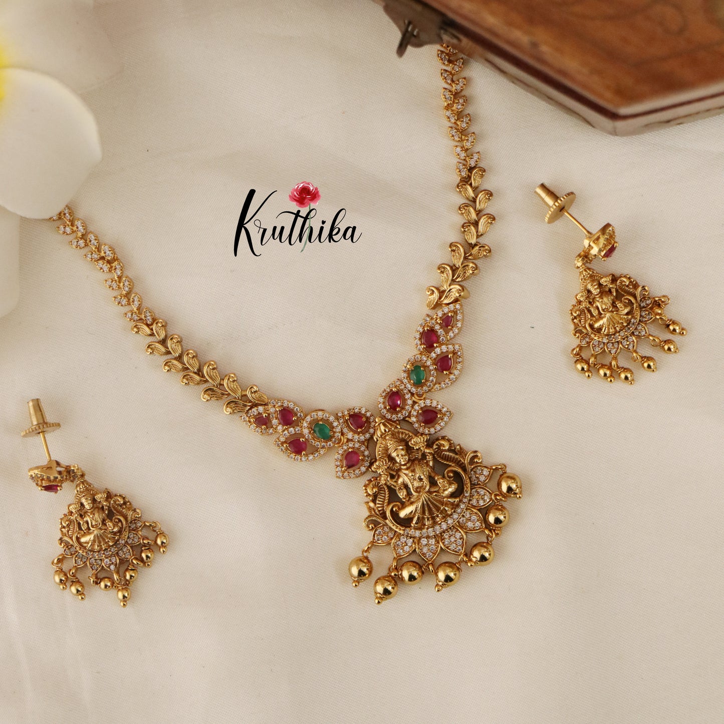 Pretty Lakshmi Peacock AD Necklace NC1502 (Available in 2 Colours)