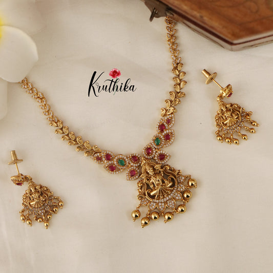 Pretty Lakshmi Peacock AD Necklace NC1502 (Available in 2 Colours)