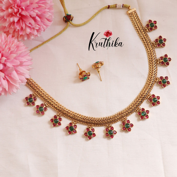 Beautiful Floral Design Kemp Necklace-Multi Stone NC1698