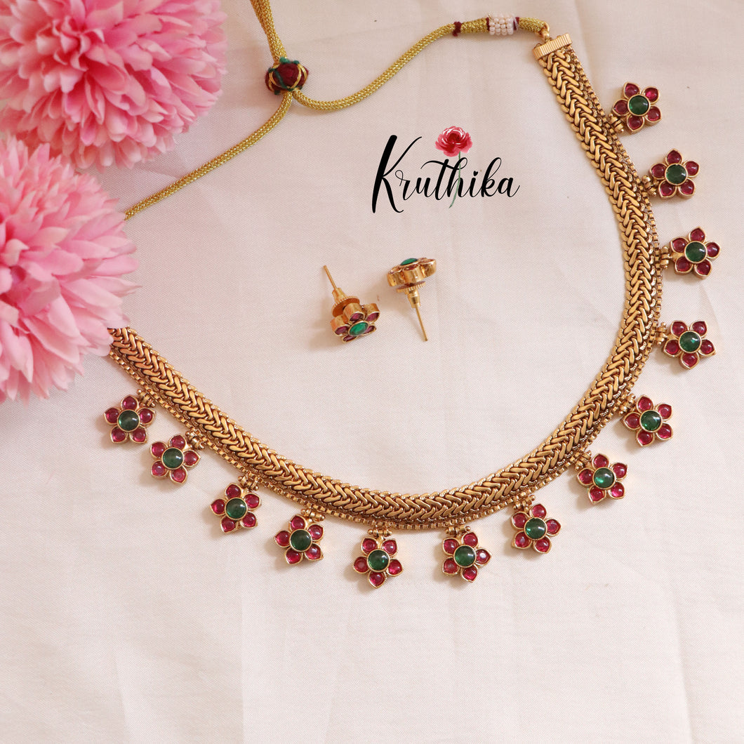 Beautiful Floral Design Kemp Necklace-Multi Stone NC1698