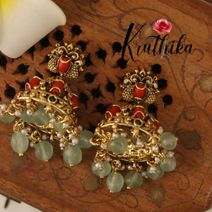 Designer peacock Coral Jhumkas E425