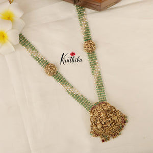 Elegant Onyx Beads Lakshmi Peacock Haaram LH755