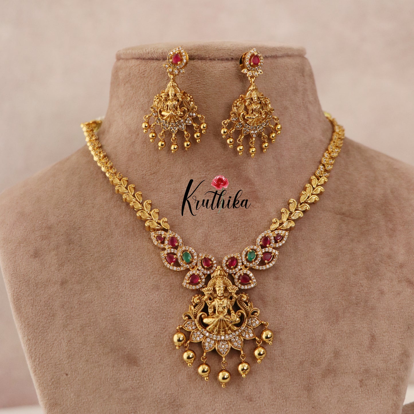 Pretty Lakshmi Peacock AD Necklace NC1502 (Available in 2 Colours)