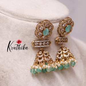 Beautiful AD/Victorian Jhumkas E409 ( Available in 4 Colours)