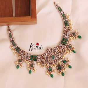 Elegant Premium AD/Victorian Peacock Necklace ( Available in 3 Colours ) NC1712