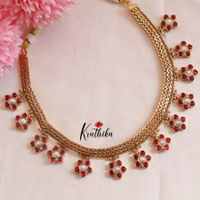 Beautiful Floral Design Kemp Necklace-Ruby Stone NC1698