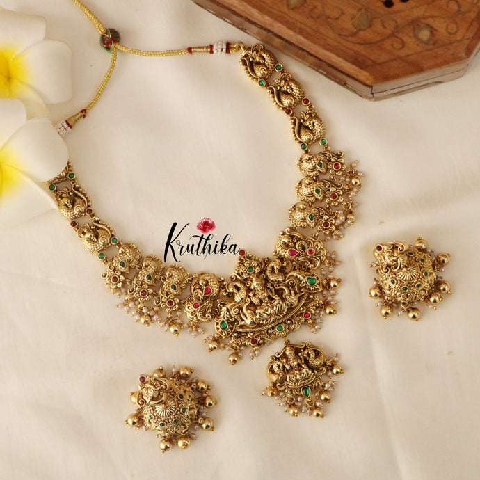 Premium Polish Lakshmi Peacock Jadau Necklace NC1672