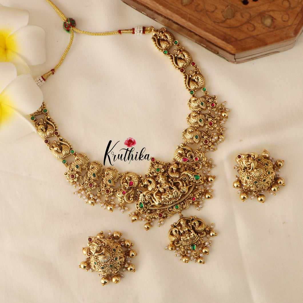 Premium Polish Lakshmi Peacock Jadau Necklace NC1672