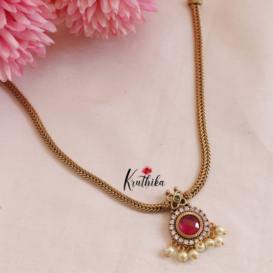 Pretty AD/Victorian Flower Chain Set-Ruby NC1693