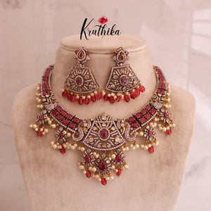 Elegant Premium AD/Victorian Peacock Necklace ( Available in 3 Colours ) NC1712