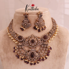 Elegant Premium AD/Victorian Peacock Necklace Purple Colour NC1709