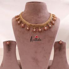Beautiful Floral Design Kemp Necklace-Ruby Stone NC1698