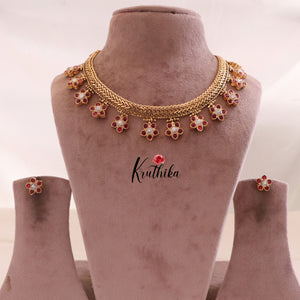 Beautiful Floral Design Kemp Necklace-Ruby Stone NC1698