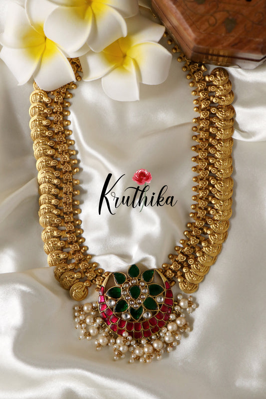 Jadau pendant Kasu Haaram LH596  (Pre-Booking, making time 25 days )