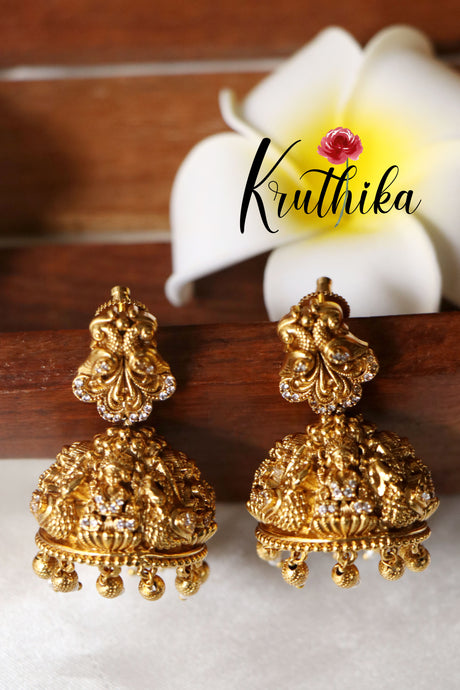 Premium peacock Lakshmi Jhumkas E337