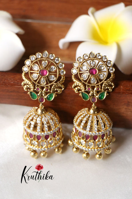 Premium AD kundan Jhumkas E355