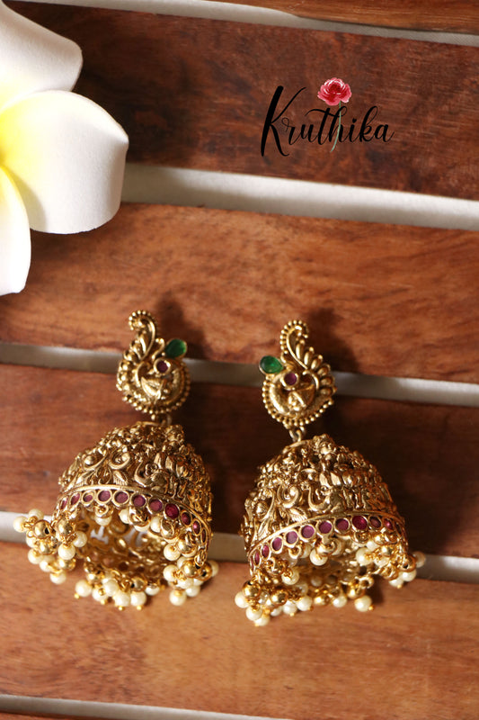 Premium Lakshmi Peacock Jhumkas E353
