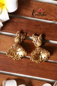 Premium Peacock kemp gunghroo jhumkas E358