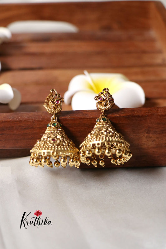 Peacock flower jhumkas E368